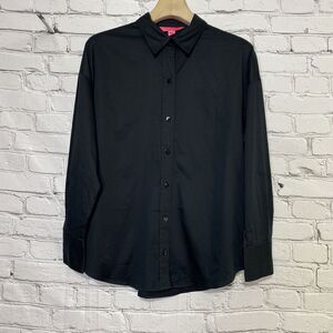 Lilly Pulitzer Womens Stevey Shirt Size M Onyx Black Relaxed Button Top 013794